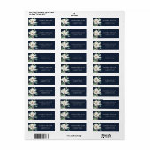 Navy Blauwe Magnolia Bloem Retouradres Labels (Full Sheet)