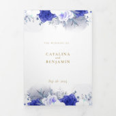 Navy Blauwe Paarse Geometrische Trouw Drieluik Aankondiging (Cover)