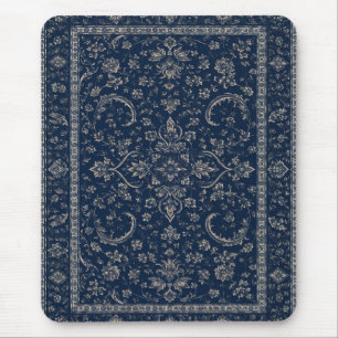 Navy Blauwe Perzische Bloemmotief Muismat