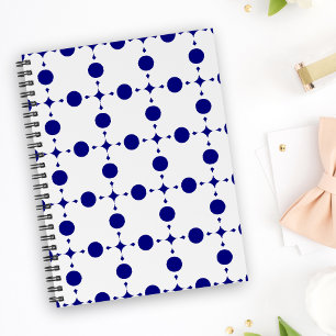 Navy blauwe polka stippen, Polka stippenpatroon, S Notitieboek