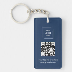 Navy Blauwe QR Logo Contact Moderne Zakelijke Vorm Sleutelhanger