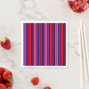 Navy Blauwe Rode Roze Verticale Strepen Design   Servet