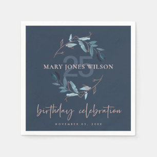 NAVY BLAUWE ROZE FAUNA KRANS ELKE LEEFTIJD 25E VER SERVET