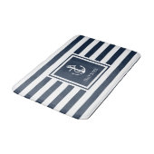 Navy Blauwe Streep Bootnaam Nautilsche Anker Badmat (Gekanteld)