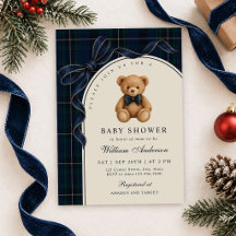 Navy Blauwe Strik Polo Teddybeer Jongens Baby Show