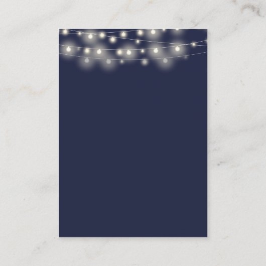Navy Blauwe String Lights Bruiloft Dank u Plaats Plaatskaartje (Achterkant)