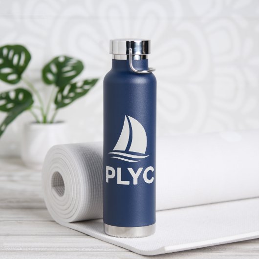Navy-blauwe waterfles met PLYC-logo  (Yoga (Gedraaid)  )