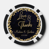 Navy Blauwe Waterverf & Gouden Glam Bruiloft Dank  Poker Chips (Achterkant)