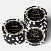 Navy Blauwe Waterverf & Gouden Glam Bruiloft Dank  Poker Chips (Opstapeling)
