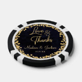 Navy Blauwe Waterverf & Gouden Glam Bruiloft Dank  Poker Chips (Enkel)