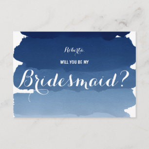Navy blauwe waterverf... zal je mijn Bridesmaid zi Kaart