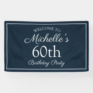 Navy Blauwe Witte 60e Verjaardagsfeestje Spandoek