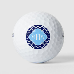 Navy Blauwe Witte Marokkaanse #5 Hemelblauwe Naam Golfballen