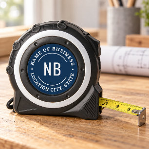 Navy Blauwe Zakelijke Monogram Stempel Tool Rolmaat