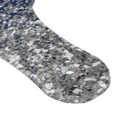 Navy Blauwe Zilveren Glitter Meisjesnaam Monogram Snijplank (Hoek)