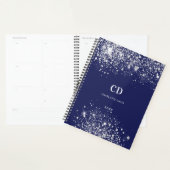 Navy bleu paillettes argent monogramme nom 2023 (Devant avec enveloppe)