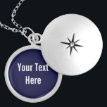 Navy Bleu Votre Texte Ici Collier De Locket Person<br><div class="desc">Ce produit est simple à customiser — il suffit de modifier le texte sous la section "Personnaliser" ci-dessus. D'autres options de personnalisation comme les styles de police,  les couleurs et d'autres options d'édition sont disponibles lorsque vous cliquez sur le bouton "Customiser" ci-dessus.</div>