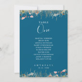 Navy Bliss Wildflower Tafel Nummer 1 Zitplaatskaar Kaart (Voorkant)