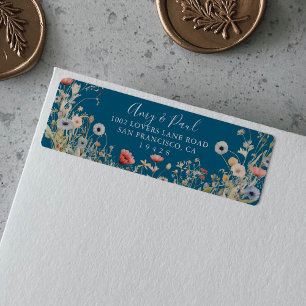 Navy Blissful Boho Wildflower Retouradres Etiket