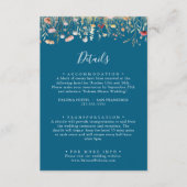 Navy Blissful Boho Wildflower Wedding Details Informatiekaartje (Voorkant)