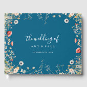 Navy Blissful Boho Wildflower Wedding Gastenboek (Voorkant)