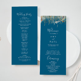 Navy Blissful Boho Wildflower Wedding Program Programma