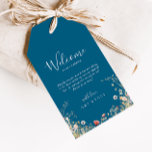 Navy Blissful Boho Wildflower Wedding Welcome<br><div class="desc">These navy blissful boho wildflower wedding welcome gift tags are perfect for a rustic wedding. The design features pink, purple, blush, yellow, dusty blue, red, burgundy meadow wild flowers assembled in a seamless and delightful floral pattern, evoking natural beauty. These tags are perfect for hotel guest welcome bags and destination...</div>