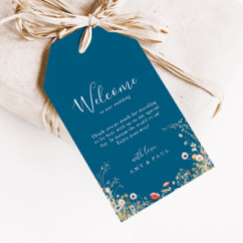 Navy Blissful Boho Wildflower Wedding Welcome Cadeaulabel