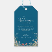 Navy Blissful Boho Wildflower Wedding Welcome Cadeaulabel (Voorkant)