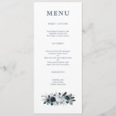 Navy Bloemen Boho Bruiloft Menu (Voorkant)