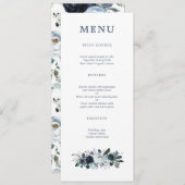Navy Bloemen Boho Bruiloft Menu (Voorkant / Achterkant)