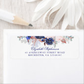 Navy Bloemen Boho Chic Bruiloft Etiket (Insitu)