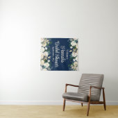 Navy Bloemen Groene Roos Welkom bij Bruidsdouche Wandkleed (In Situ (horizontaal))