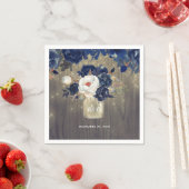 Navy Bloemen Mason Jar Rustic Servetten (Insitu)