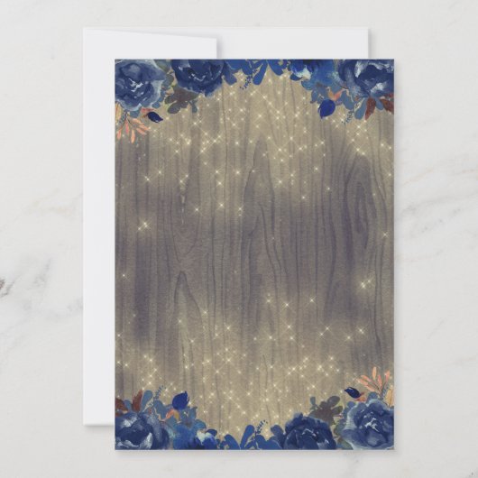 Navy Bloemen Mason Jar Rustiek Verjaardagsfeest Kaart (Achterkant)