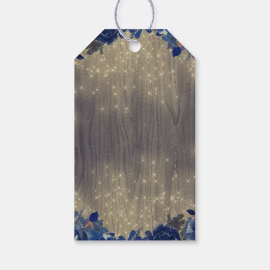 Navy Bloemen Mason Jar Rustieke bruiloft Cadeaulabel (Achterkant)