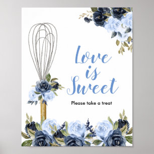 Navy Bloemen Snel Weggevoerd Love is Zoet Poster