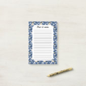 Navy Blooming Floral Buds Garden Post-it® Notes (Op bureau)