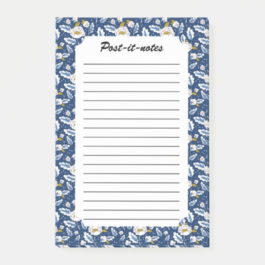 Navy Blooming Floral Buds Garden Post-it® Notes (Voorkant)