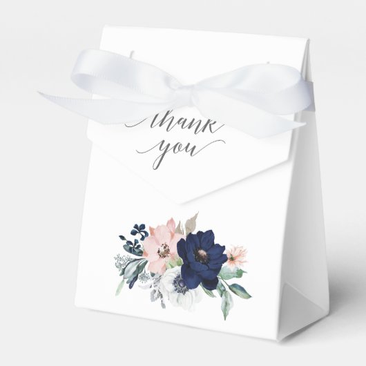 Navy Blooms Favor Box Bedankdoosjes (Voorkant Zijde)
