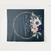Navy Blooms Future Mrs Bruidsfeest Backdrop Wandkleed (Voorkant (horizontaal))