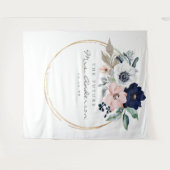 Navy Blooms Future Mrs Vrijgezellenfeest Backdrop Wandkleed (Voorkant (horizontaal))