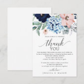 Navy Blooms In plaats van Favorieten Place Card Aankondiging (Voorkant / Achterkant)