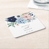 Navy Blooms Weddenschap Onderzetters (Schuin)