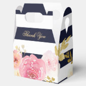 Navy Blu Blush Roze Gouden Waterverf Bloemen Huwel Bedankdoosjes (Geopend)