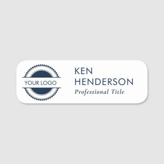 Navy-BluBlack en White Logo Naamplaatje (Voorkant)