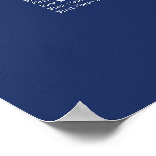 Navy Blue 18 Tafel Trouwstoel Grafiek Poster (Hoek)