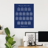 Navy Blue 18 Tafel Trouwstoel Grafiek Poster (Thuiskantoor)