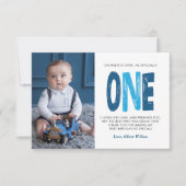 Navy & Blue 1st Birthday Hartelijk dank Bedankkaart (Voorkant)