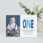 Navy & Blue 1st Birthday Hartelijk dank Bedankkaart (Staand voorkant)